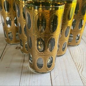 Culver Pisa Gold Crackle Highball Glass Vintage 1960s